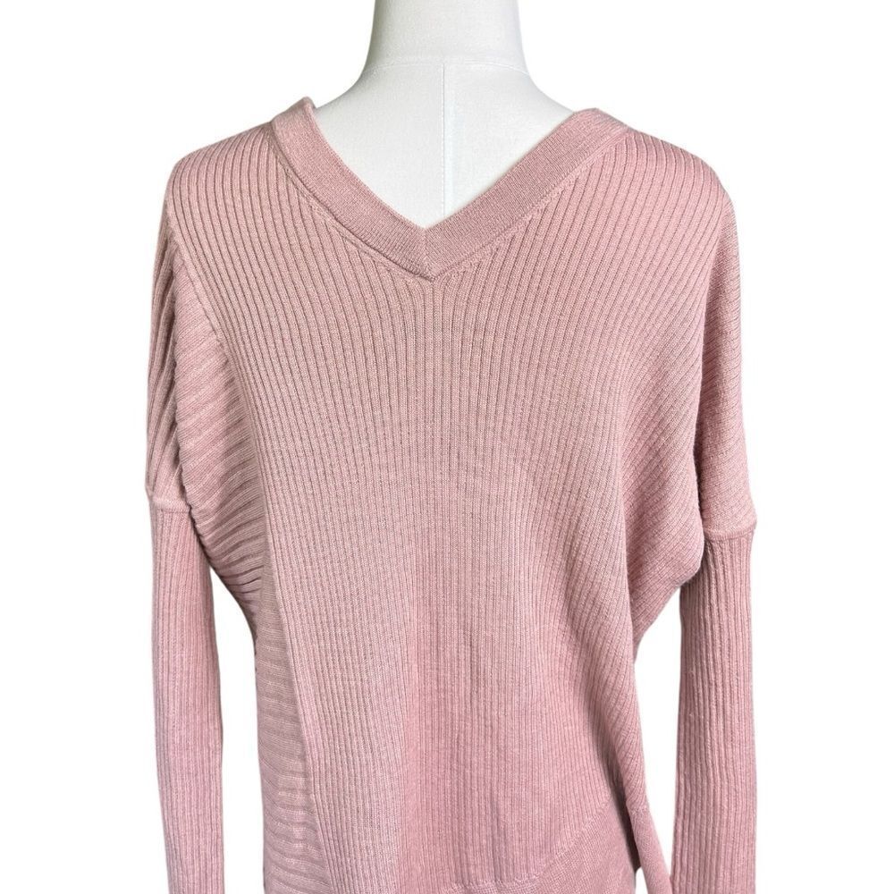 All Saints Keld Olivo Asymmetric V-Neck Ribbed Sweater Pink Size XS - Picture 10 of 12